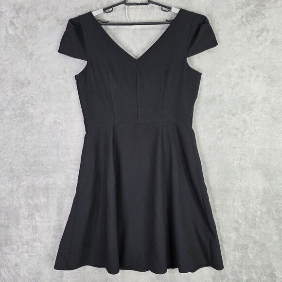 Womens Worthington Black Dress Short Sleeve V-Neck Polyester Blend Size 14 - Picture 6 of 9